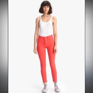 Mother The Stunner Ankle Fray in Play Date Tomato Red Size 26